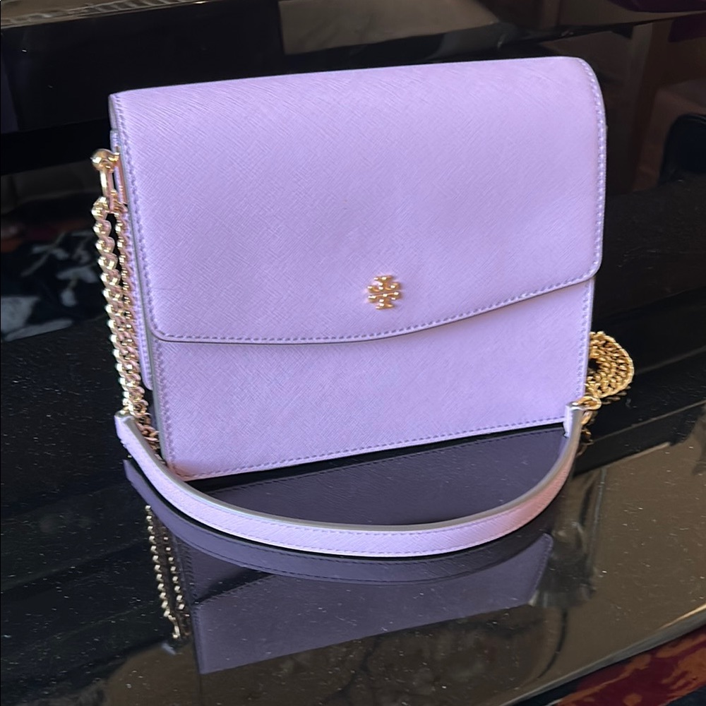 Tory Burch Lavender Crossbody Bag with Gold Chain